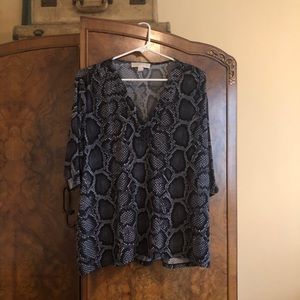Michael Kors  beaded animal print top half sleeve v neck